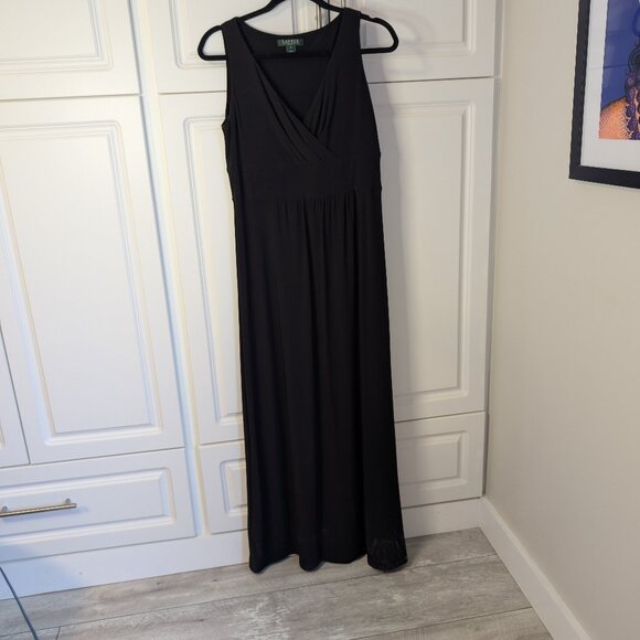 LAUREN Ralph Lauren Black Maxi Dress - Size 10 | Elegant Evening | New Year's - Picture 1 of 8